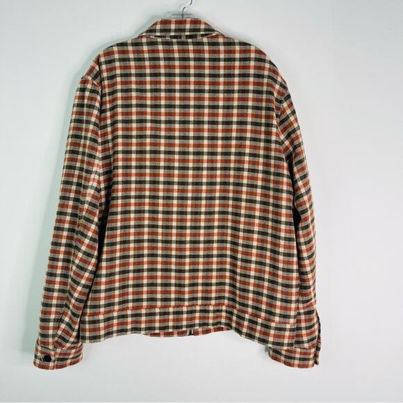 Zara orange brown plaid button preppy academia trendy shacket jacket XL - Picture 6 of 6